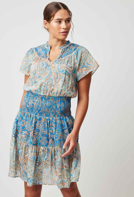 OnceWas Positano Cotton Silk Dress in Capri Paisley Print