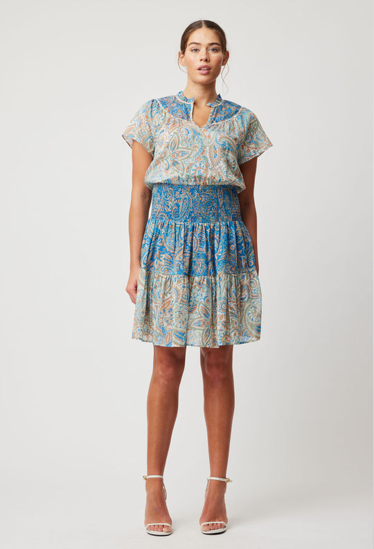 OnceWas Positano Cotton Silk Dress in Capri Paisley Print