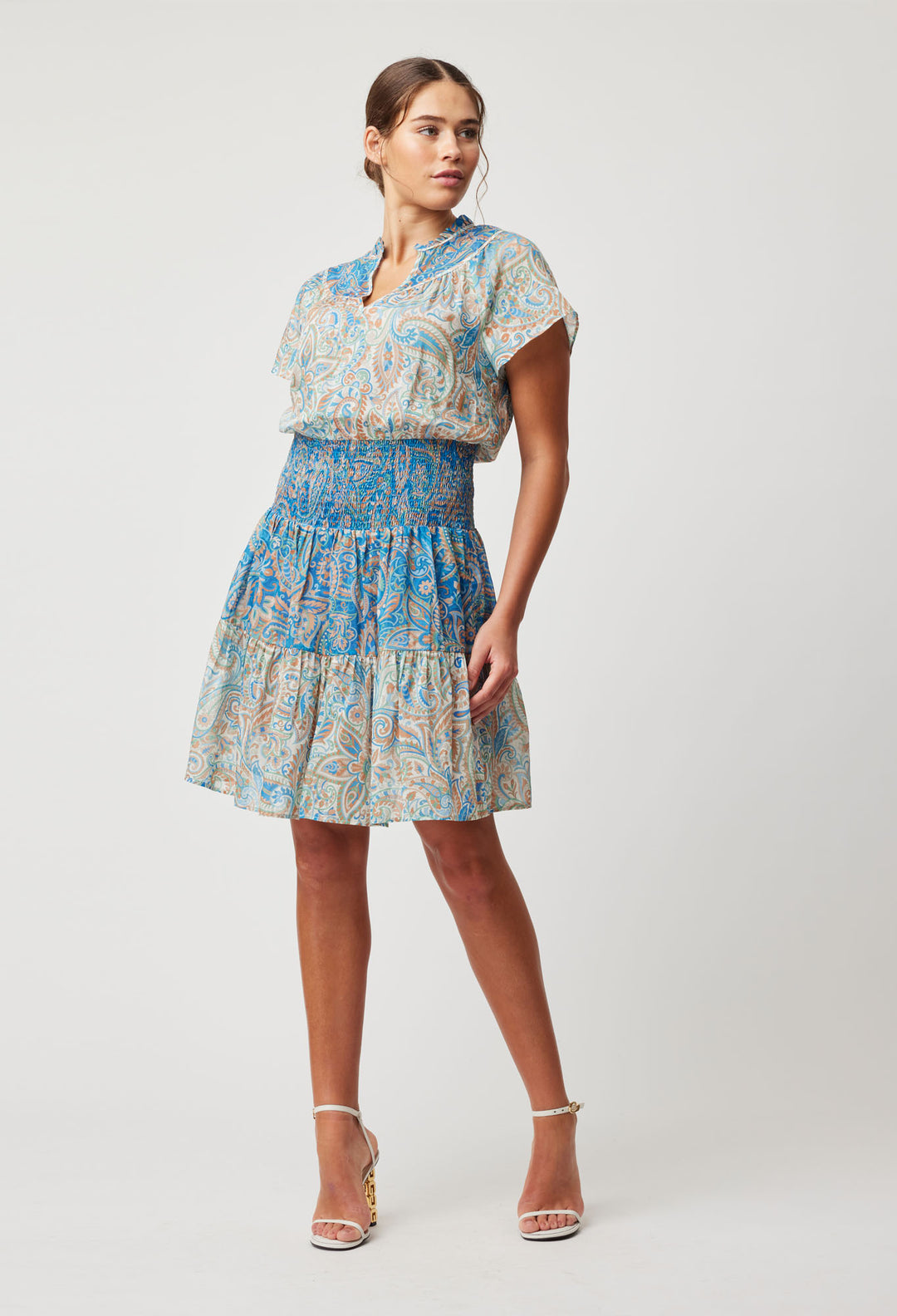 OnceWas Positano Cotton Silk Dress in Capri Paisley Print