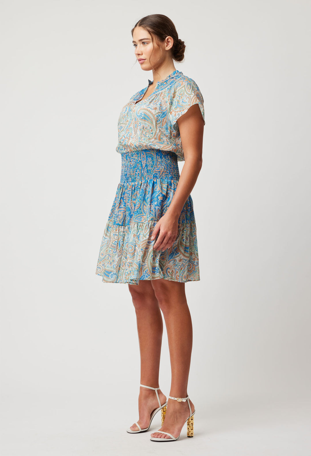 OnceWas Positano Cotton Silk Dress in Capri Paisley Print