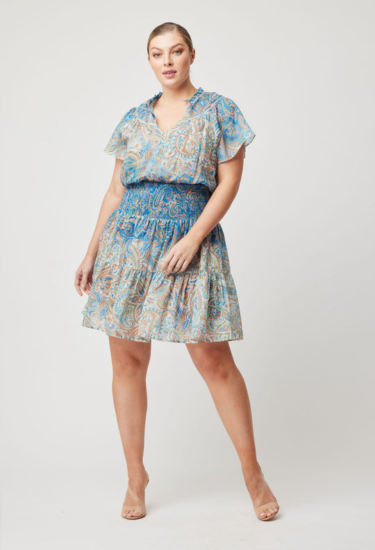 OnceWas Positano Cotton Silk Dress in Capri Paisley Print