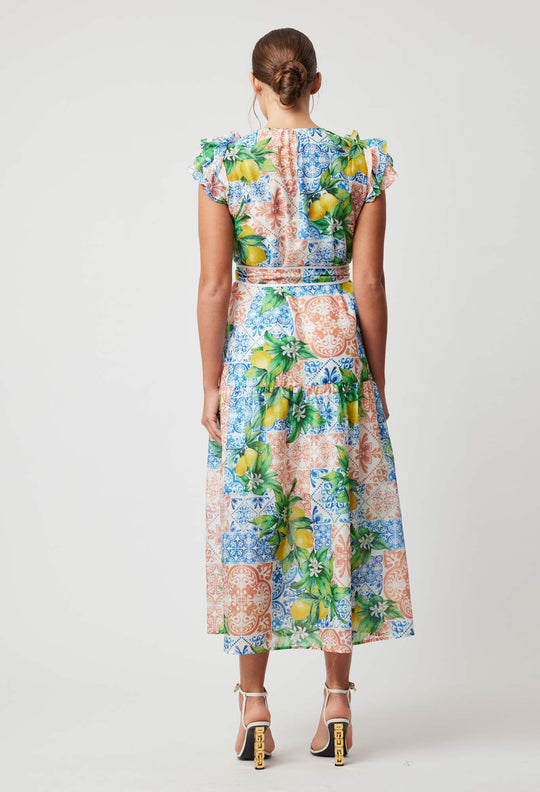 Oncewas Paradiso Cotton Silk Dress in Limonata