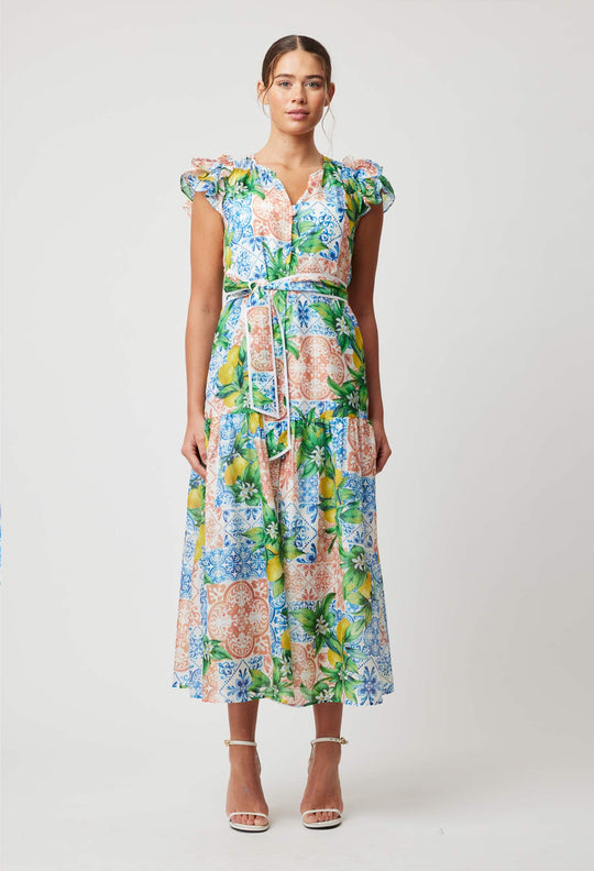 Oncewas Paradiso Cotton Silk Dress in Limonata