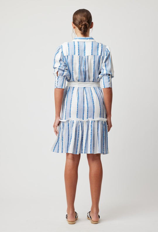 OnceWas Nerano Linen Viscose Dress in Sorrento Stripe