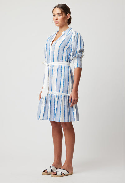OnceWas Nerano Linen Viscose Dress in Sorrento Stripe