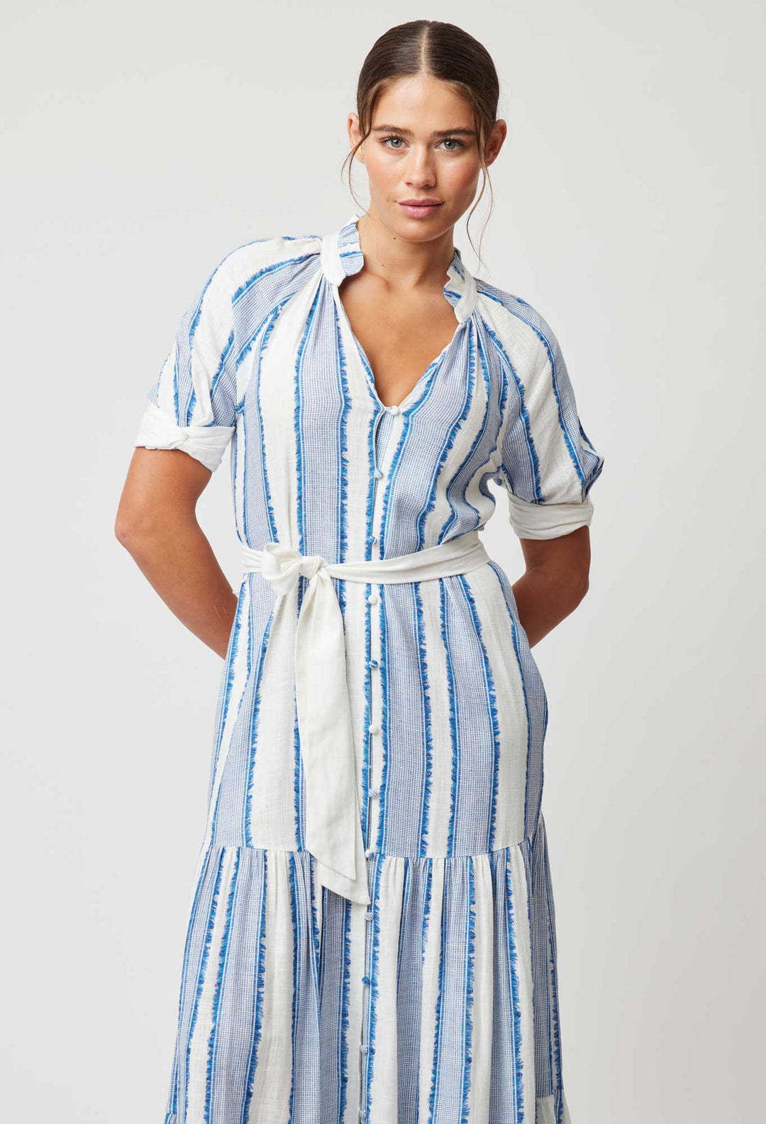 Scala Linen Viscose Maxi Dress in Sorrento Stripe