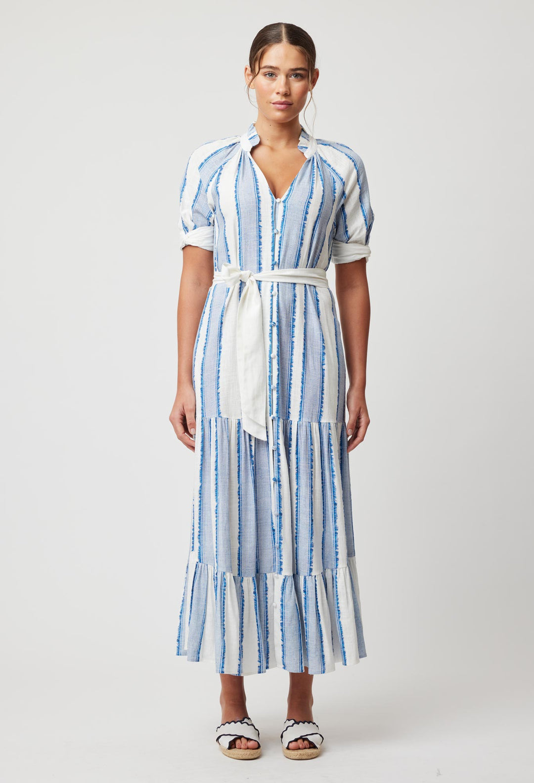 OnceWas Scala Linen Viscose Maxi Dress in Sorrento Stripe