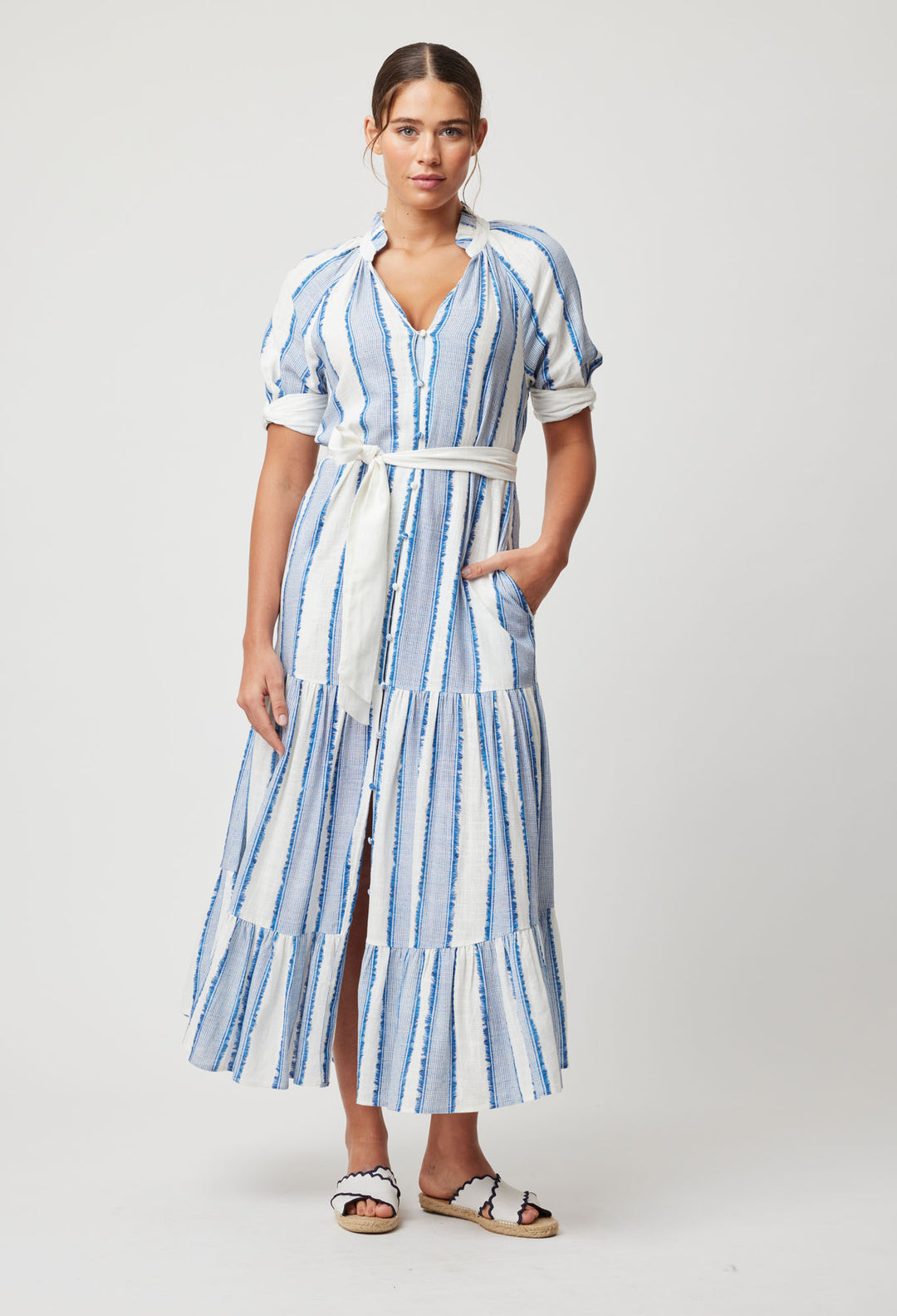 OnceWas Scala Linen Viscose Maxi Dress in Sorrento Stripe