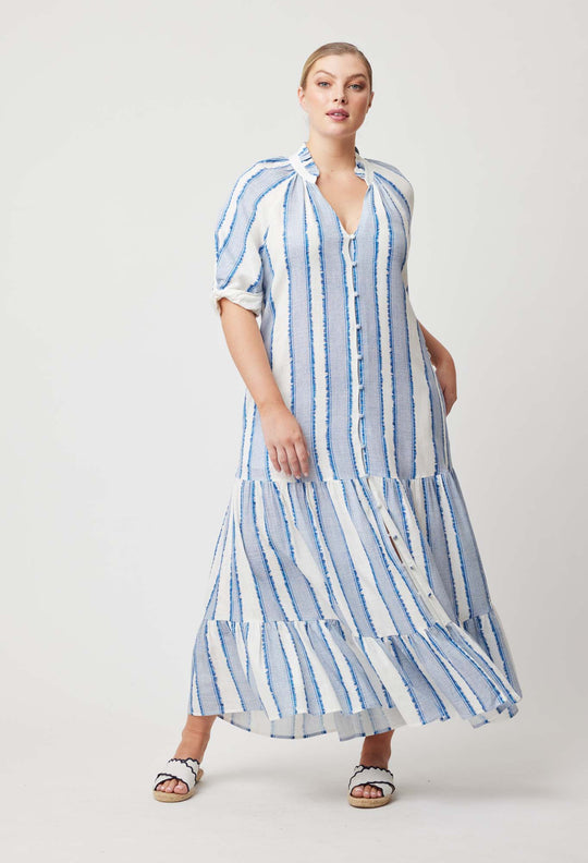 OnceWas Scala Linen Viscose Maxi Dress in Sorrento Stripe