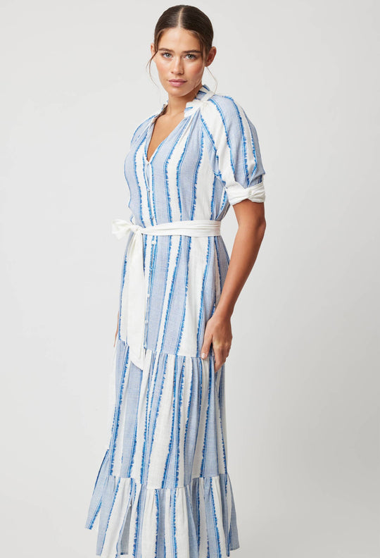 OnceWas Scala Linen Viscose Maxi Dress in Sorrento Stripe