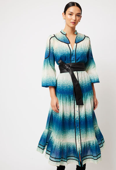 OnceWas Venus Cotton Silk Dress in Galaxy Print