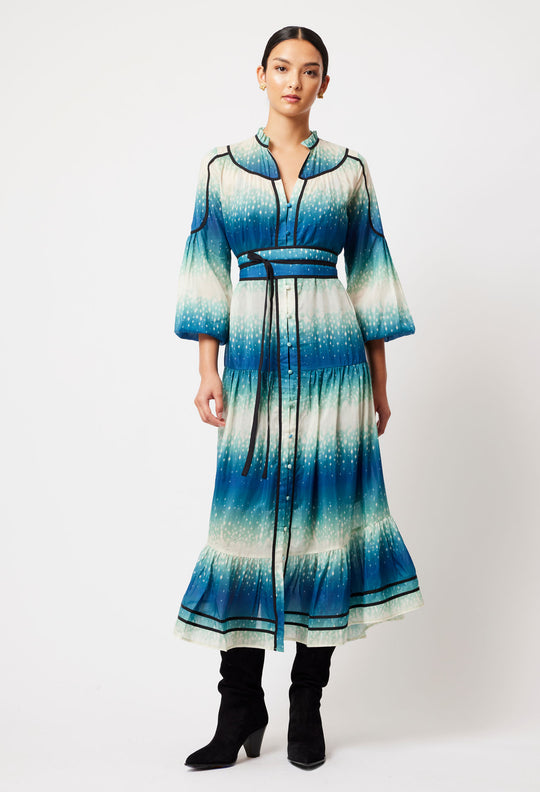 OnceWas Venus Cotton Silk Dress in Galaxy Print