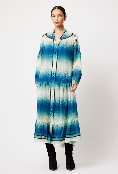 OnceWas Venus Cotton Silk Dress in Galaxy Print