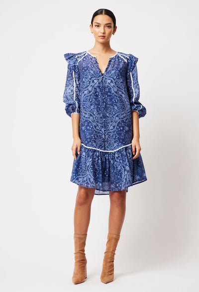 OnceWas Astra Cotton Silk Dress in Zodiac Print