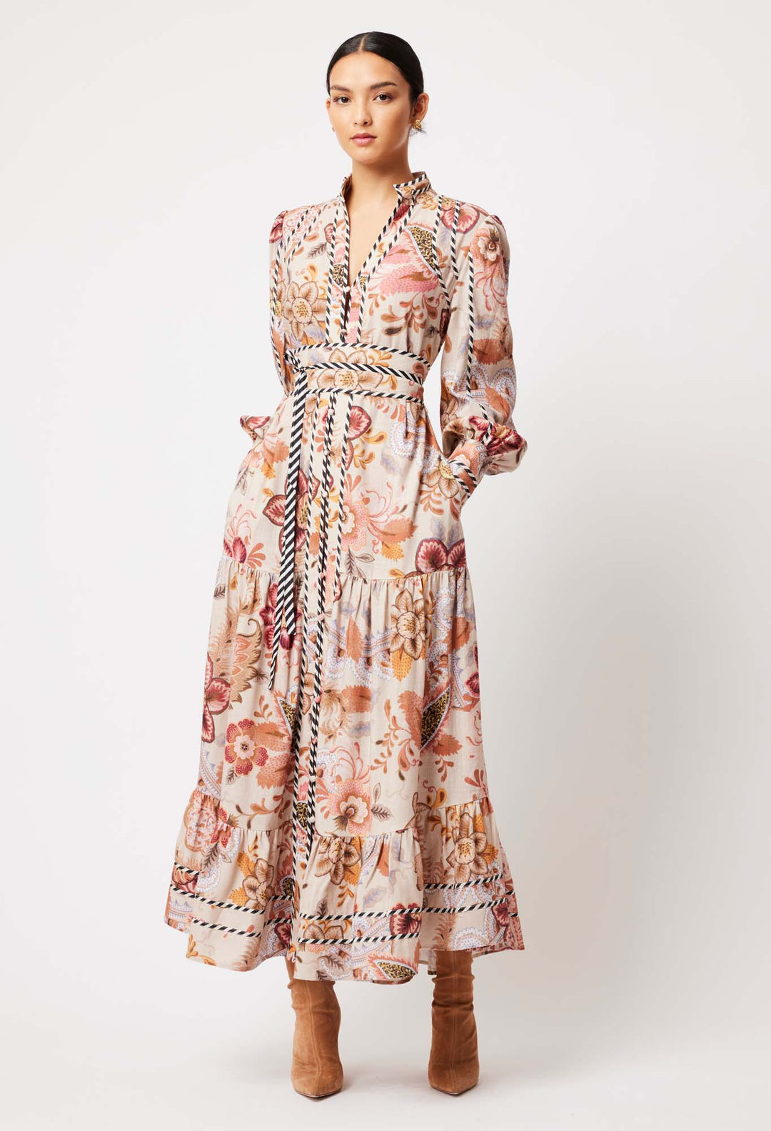 OnceWas Vega Linen Viscose Dress in Aries Floral