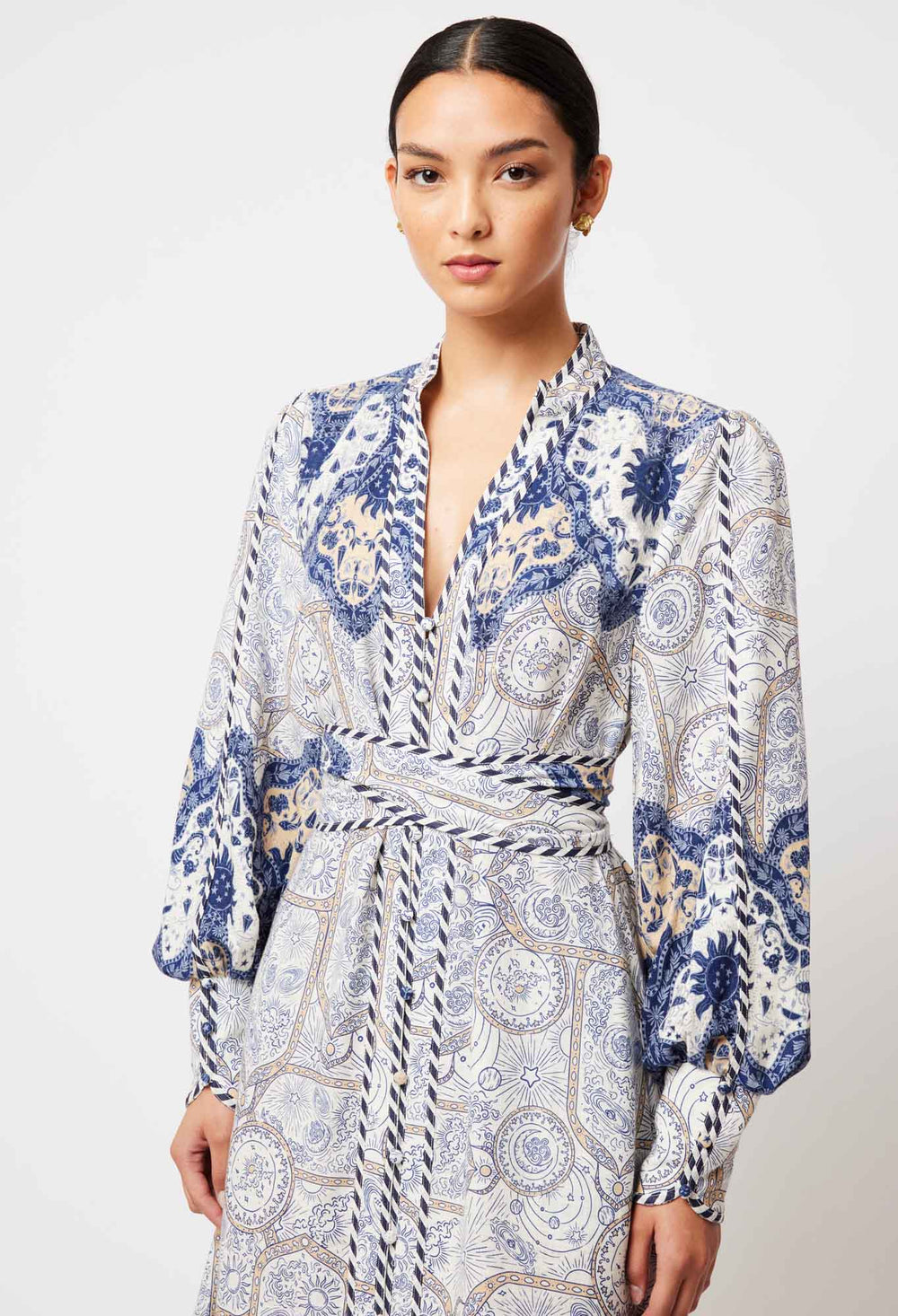 OnceWas Nova Linen Viscose Dress in Astral Print