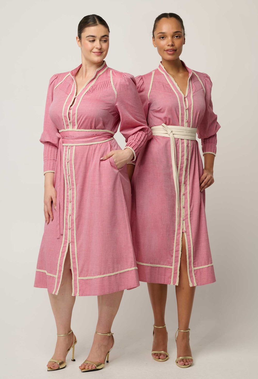 Isla Cotton Chambray Dress in Blush Chambray