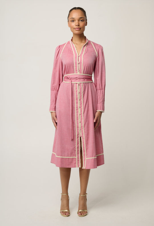 Isla Cotton Chambray Dress in Blush Chambray