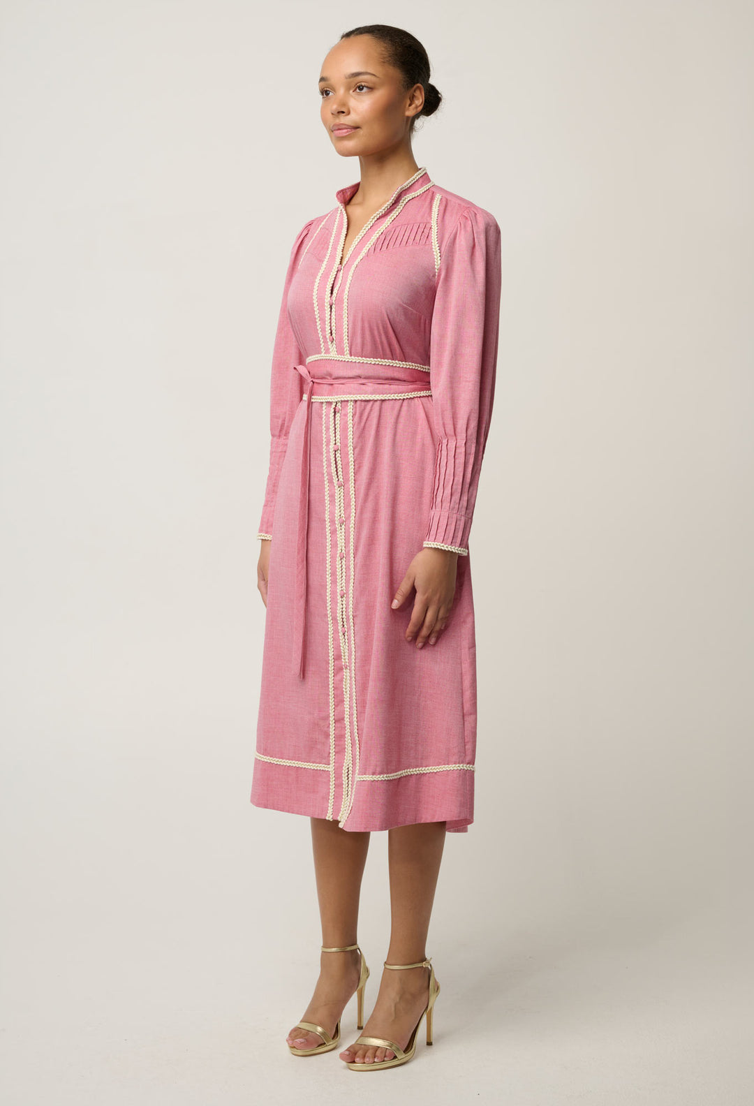 Isla Cotton Chambray Dress in Blush Chambray