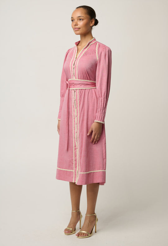 Isla Cotton Chambray Dress in Blush Chambray