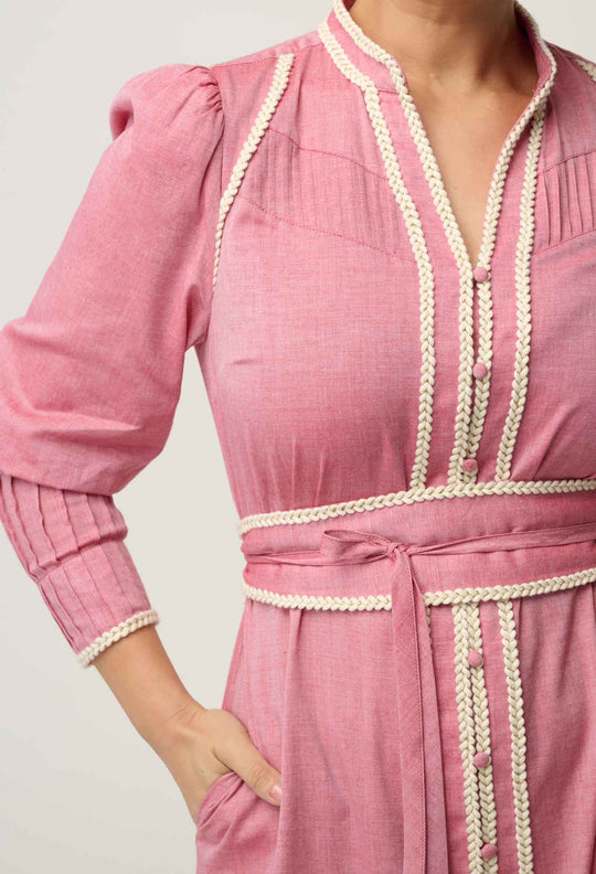 Isla Cotton Chambray Dress in Blush Chambray