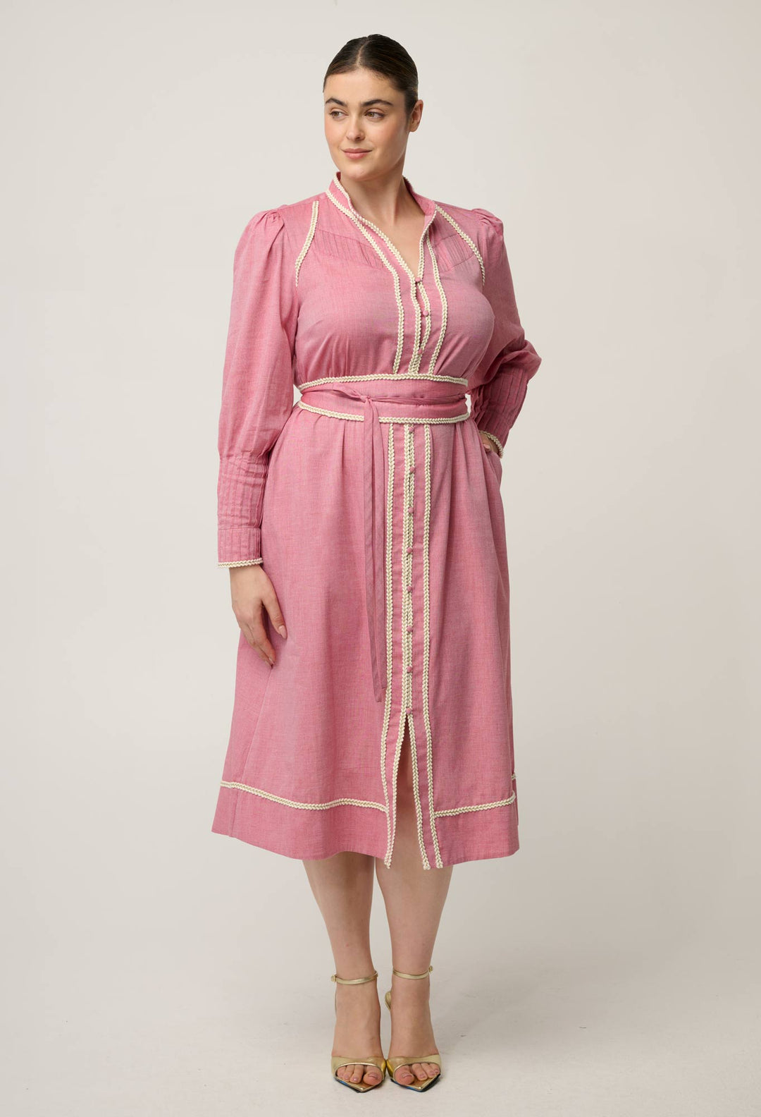 Isla Cotton Chambray Dress in Blush Chambray