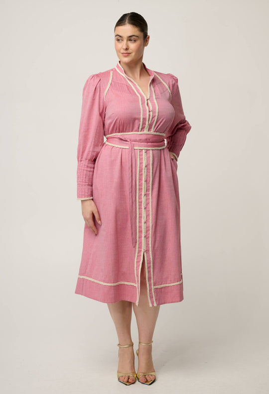 Isla Cotton Chambray Dress in Blush Chambray