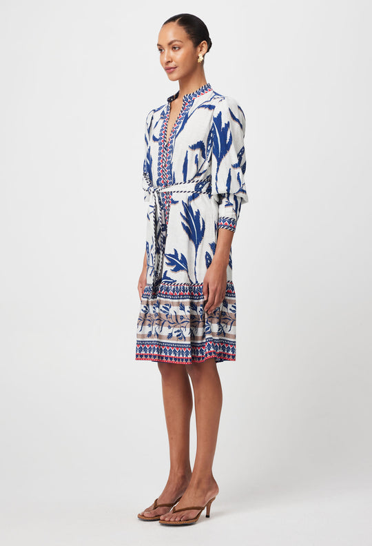 Eudora Linen Viscose Dress in Palm Shadow