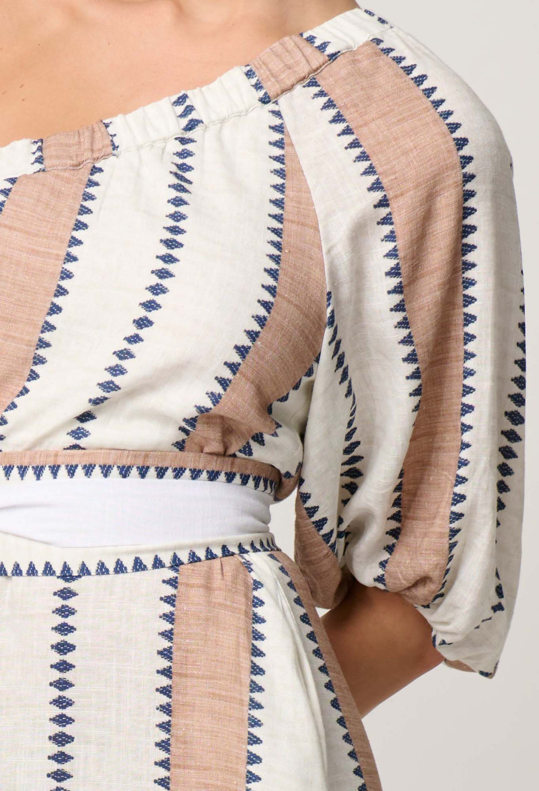 Bahia Linen Viscose Dress in Cayman Stripe