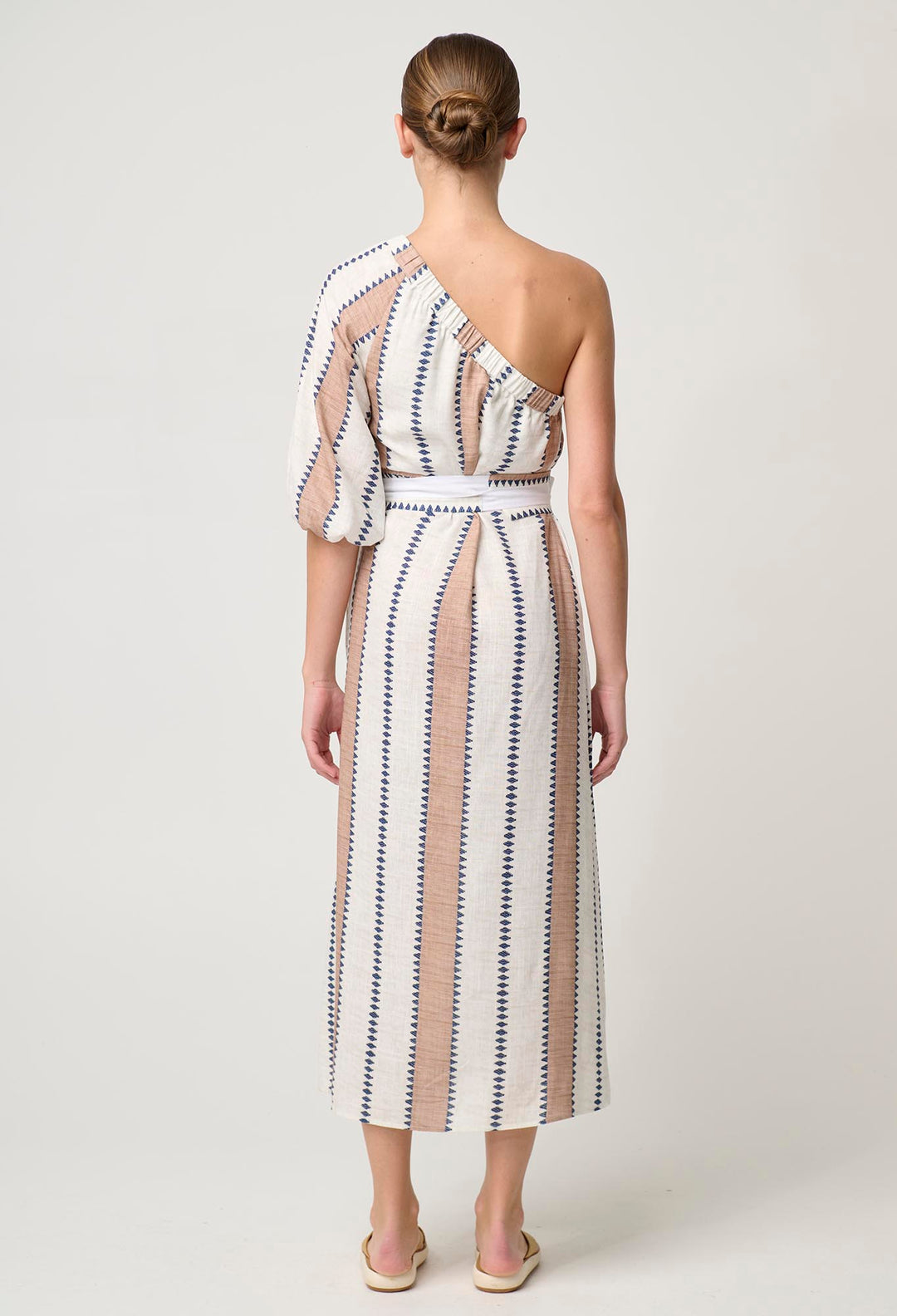 OnceWas Bahia Linen Viscose Dress in Cayman Stripe