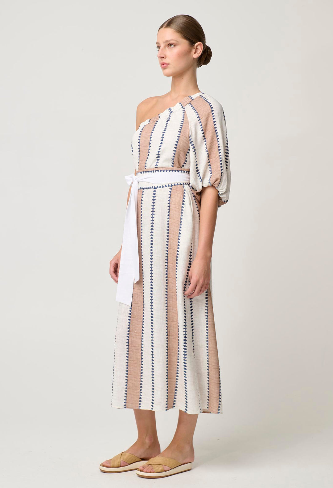 Bahia Linen Viscose Dress in Cayman Stripe