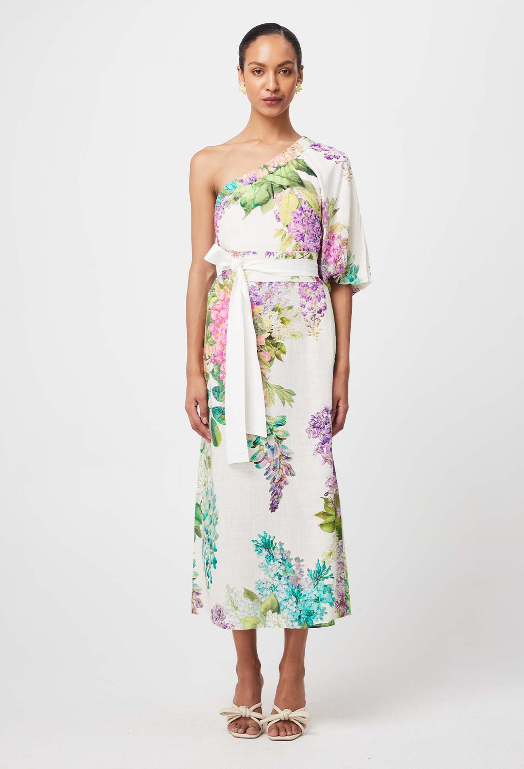 OnceWas Bahia Linen Viscose Dress in Wisteria Alba