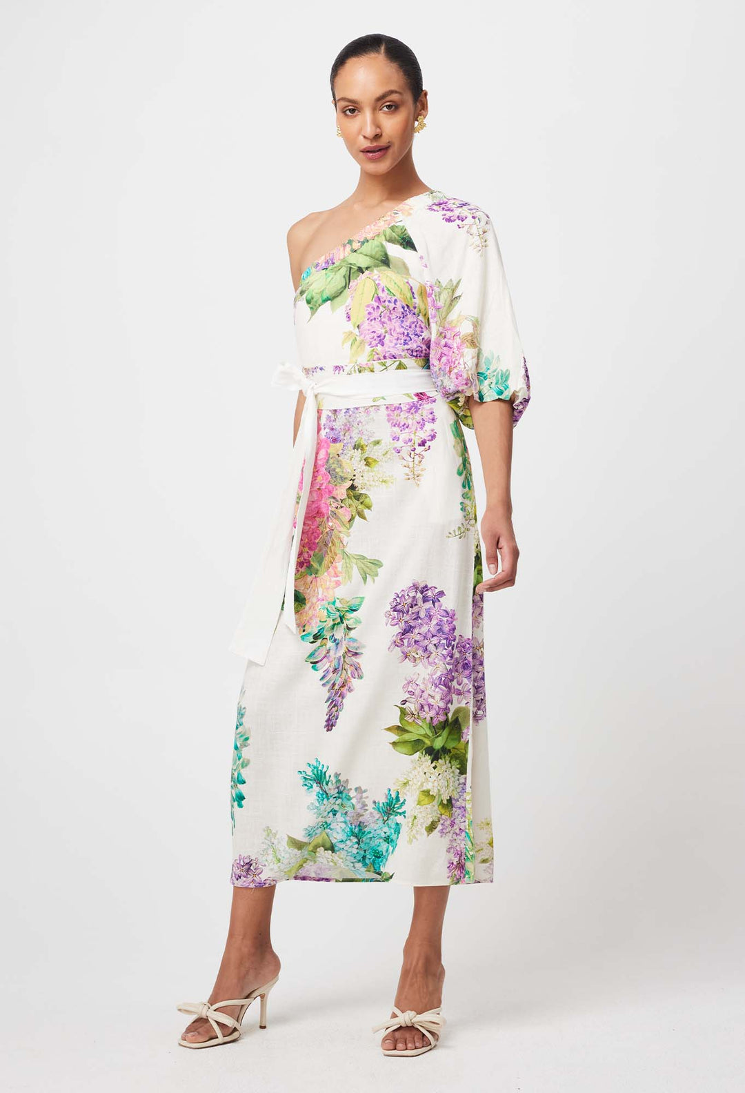 OnceWas Bahia Linen Viscose Dress in Wisteria Alba