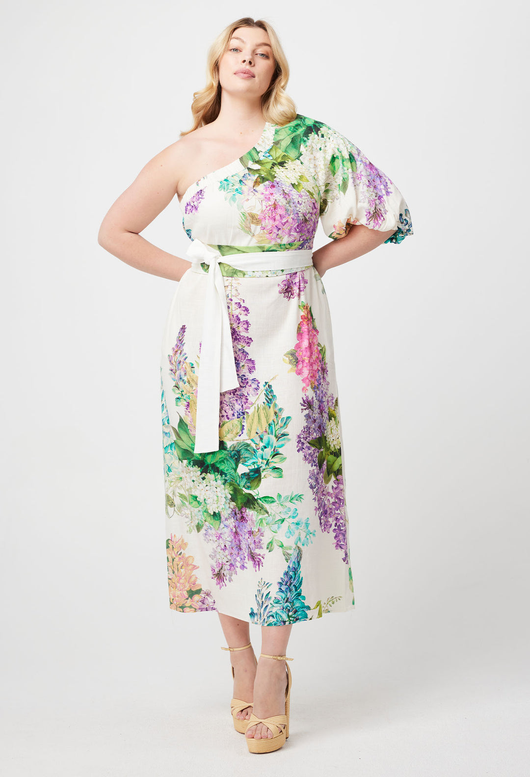 OnceWas Bahia Linen Viscose Dress in Wisteria Alba