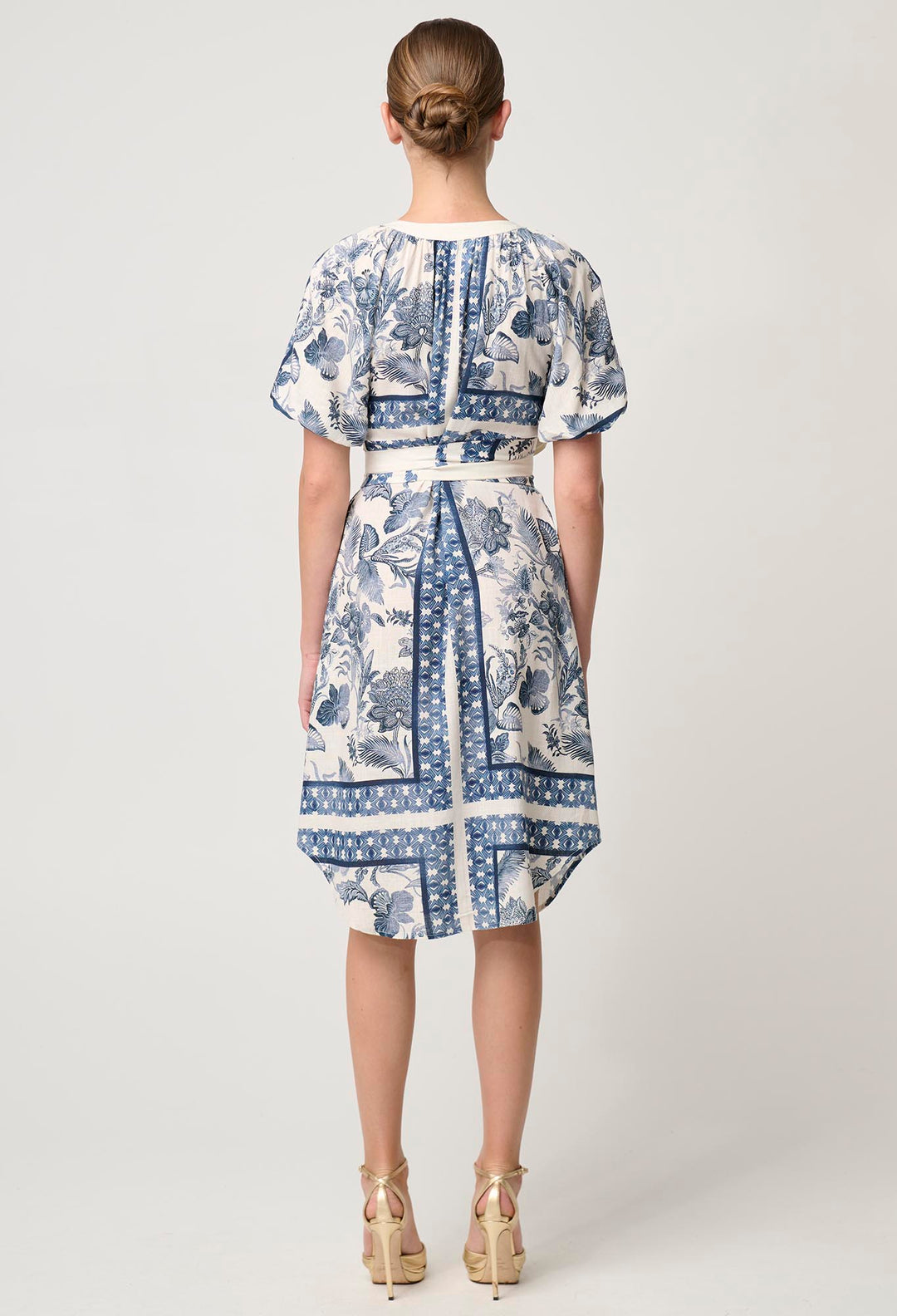 OnceWas Bijou Linen Viscose Dress in Ink Flè Print