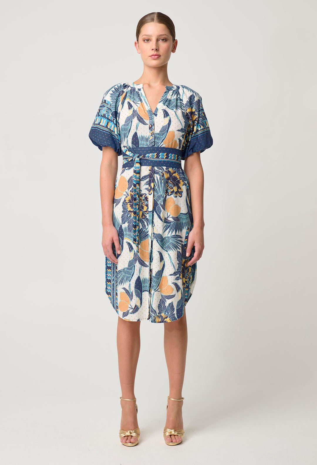 OnceWas Bijou Linen Viscose Dress in Tukano Print