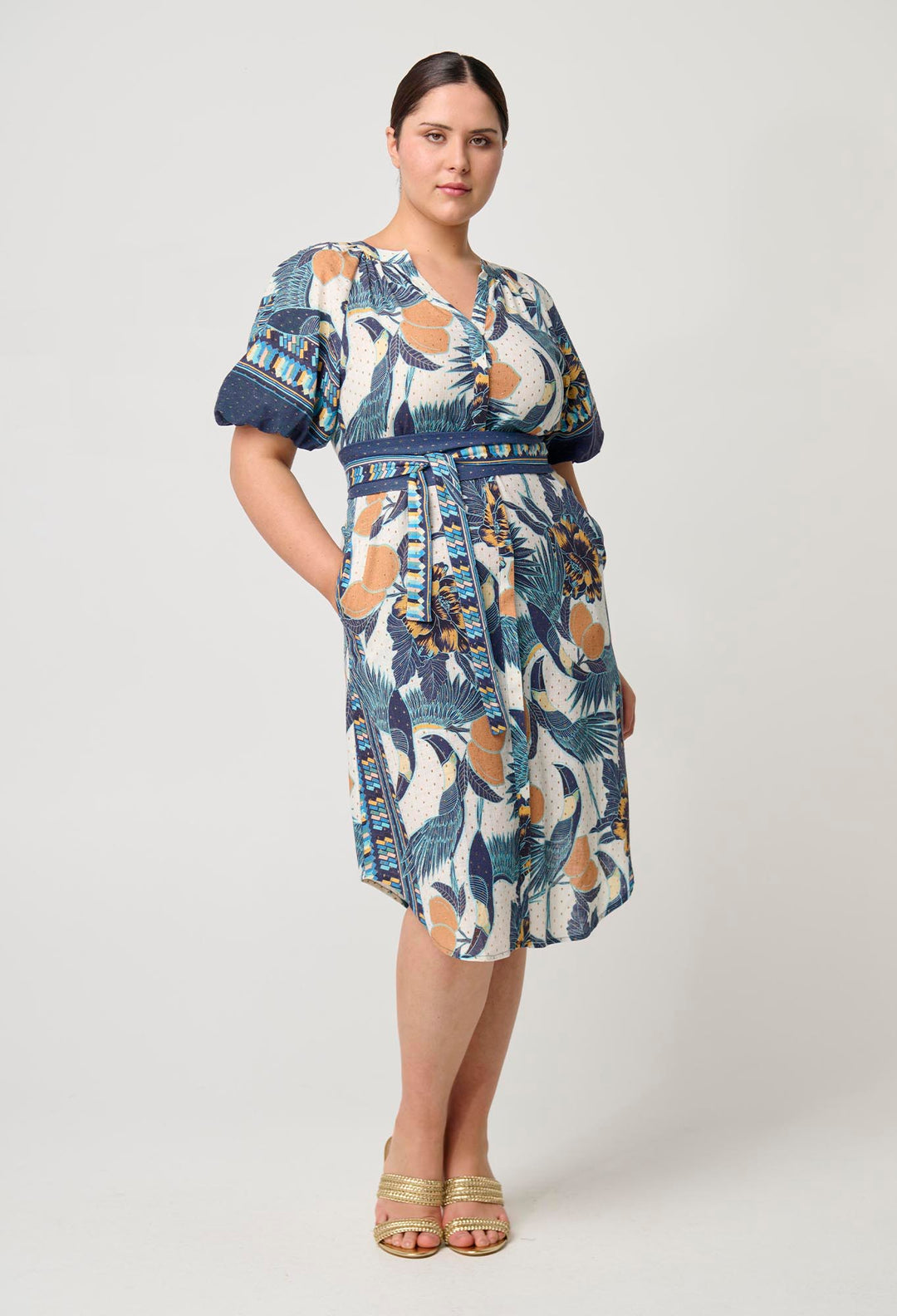 Bijou Linen Viscose Dress in Tukano Print