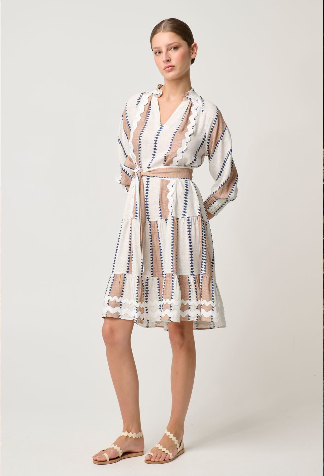 Sanibel Linen Viscose Dress in Cayman Stripe