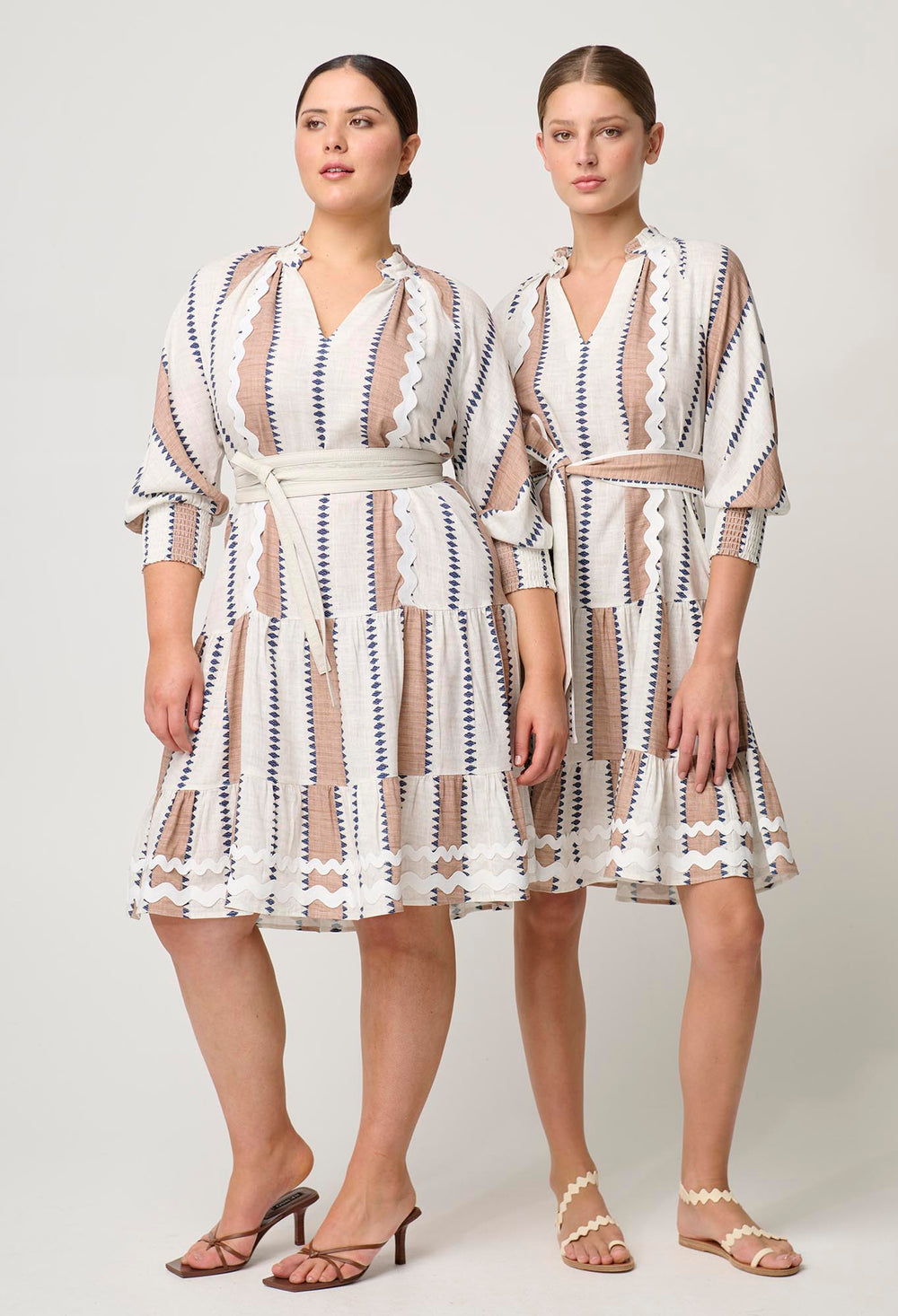 OnceWas Sanibel Linen Viscose Dress in Cayman Stripe