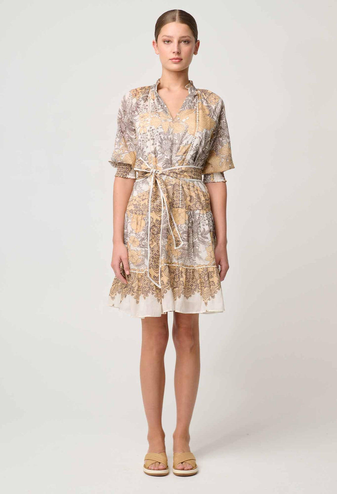 Sanibel Cotton Silk Dress in Golden Mallow