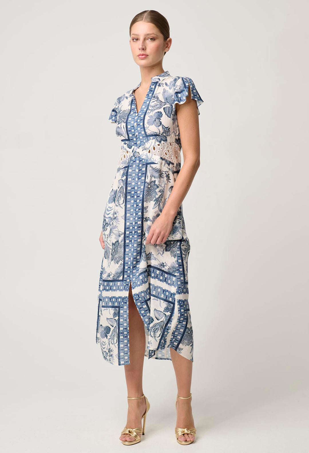 Amoya Linen Viscose Dress in Ink Flè Print