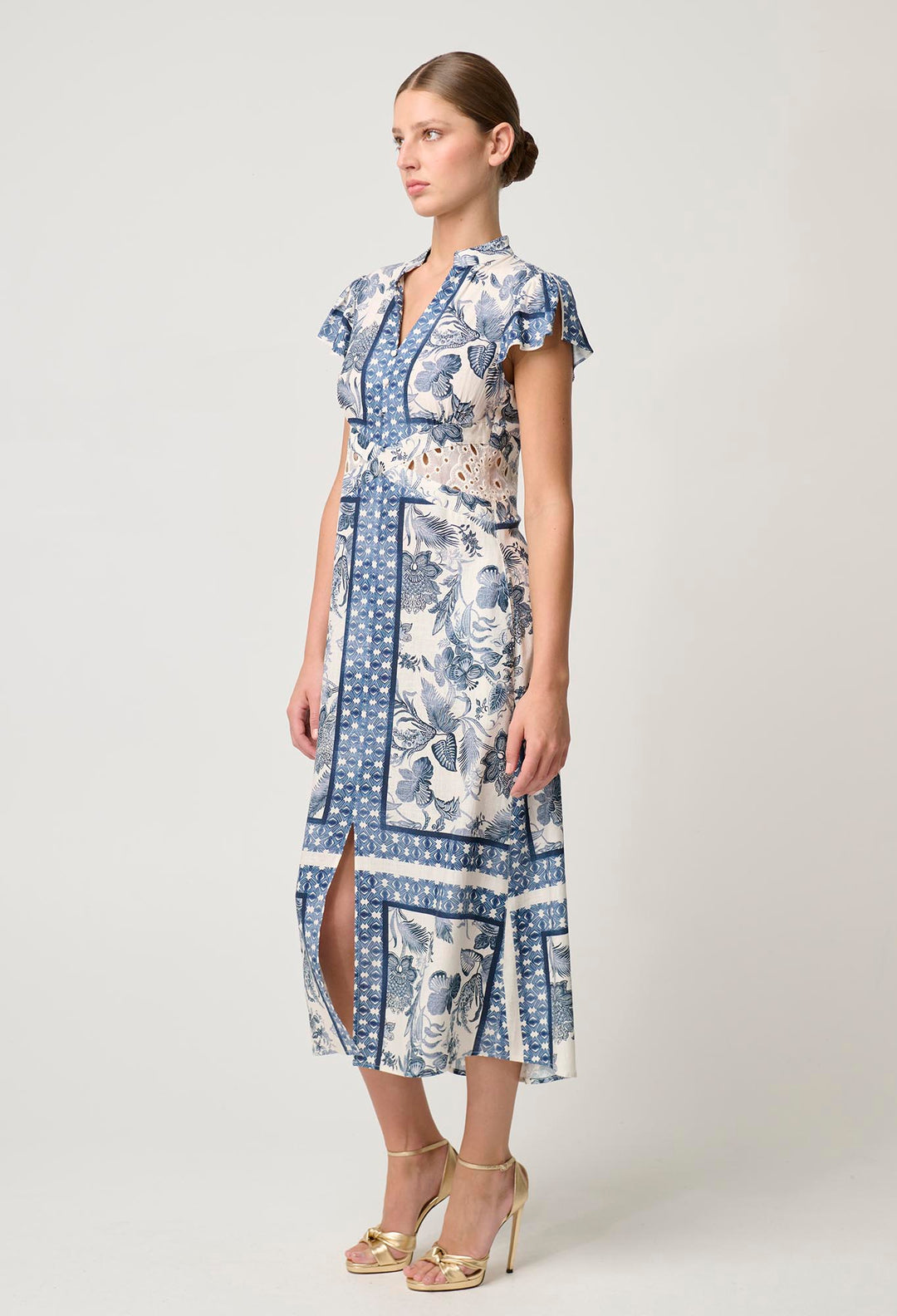 Amoya Linen Viscose Dress in Ink Flè Print