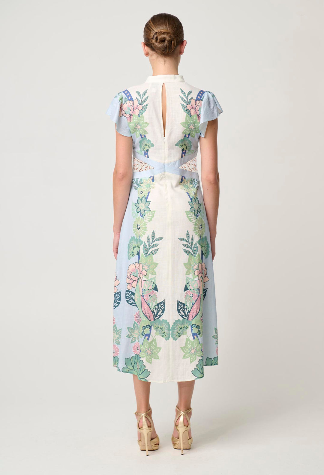 OnceWas Amoya Linen Viscose Dress in Paradi Flè Print