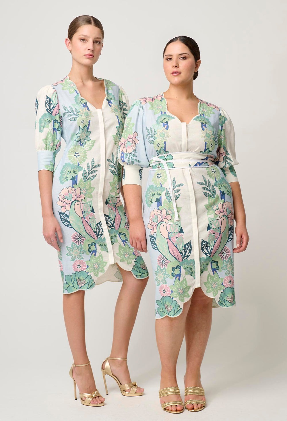 OnceWas Augustine Embroidered Stretch Linen Viscose Dress in Paradi Flè Print