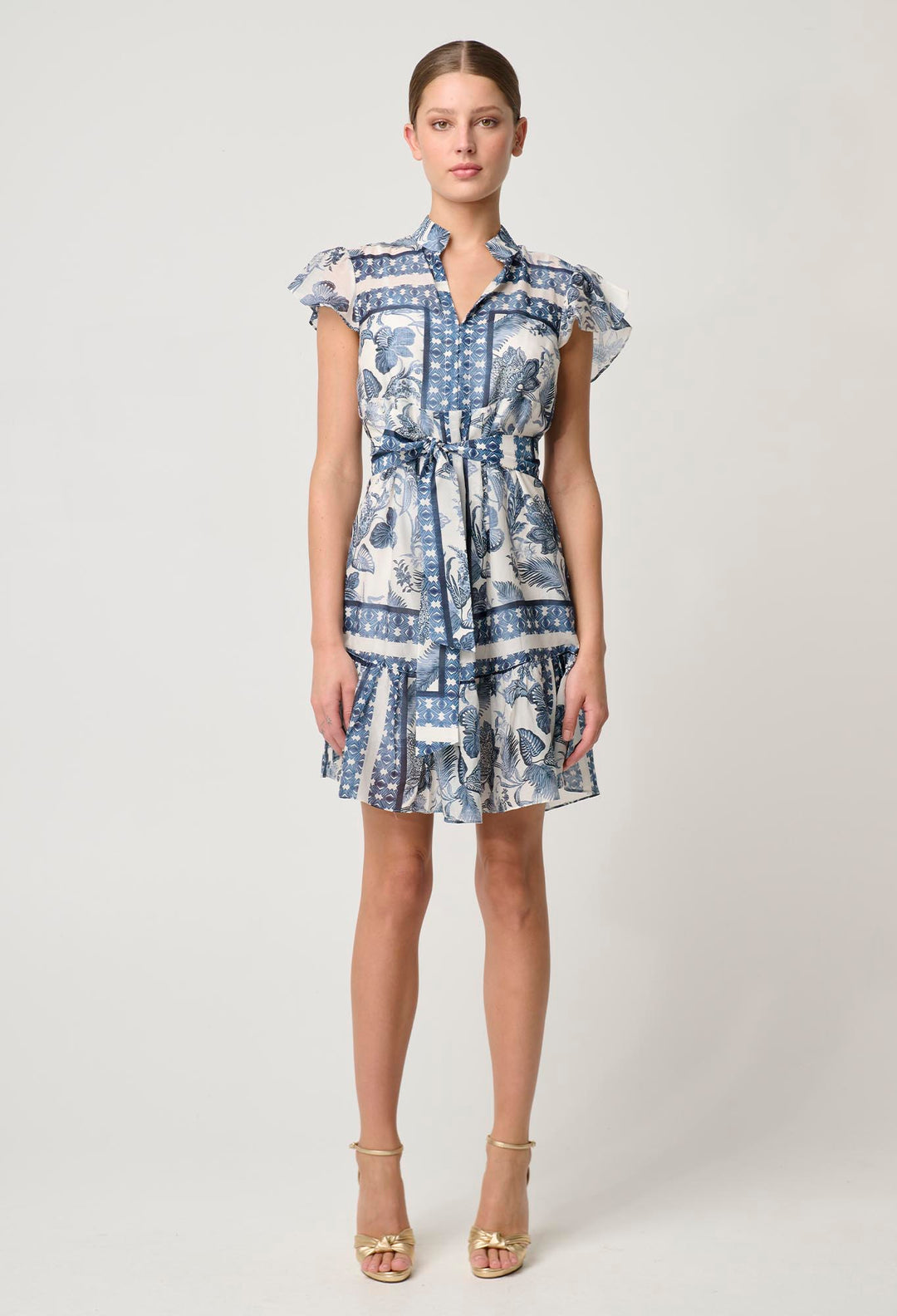 Martinique Cotton Silk Babydoll Dress in Ink Flè Print