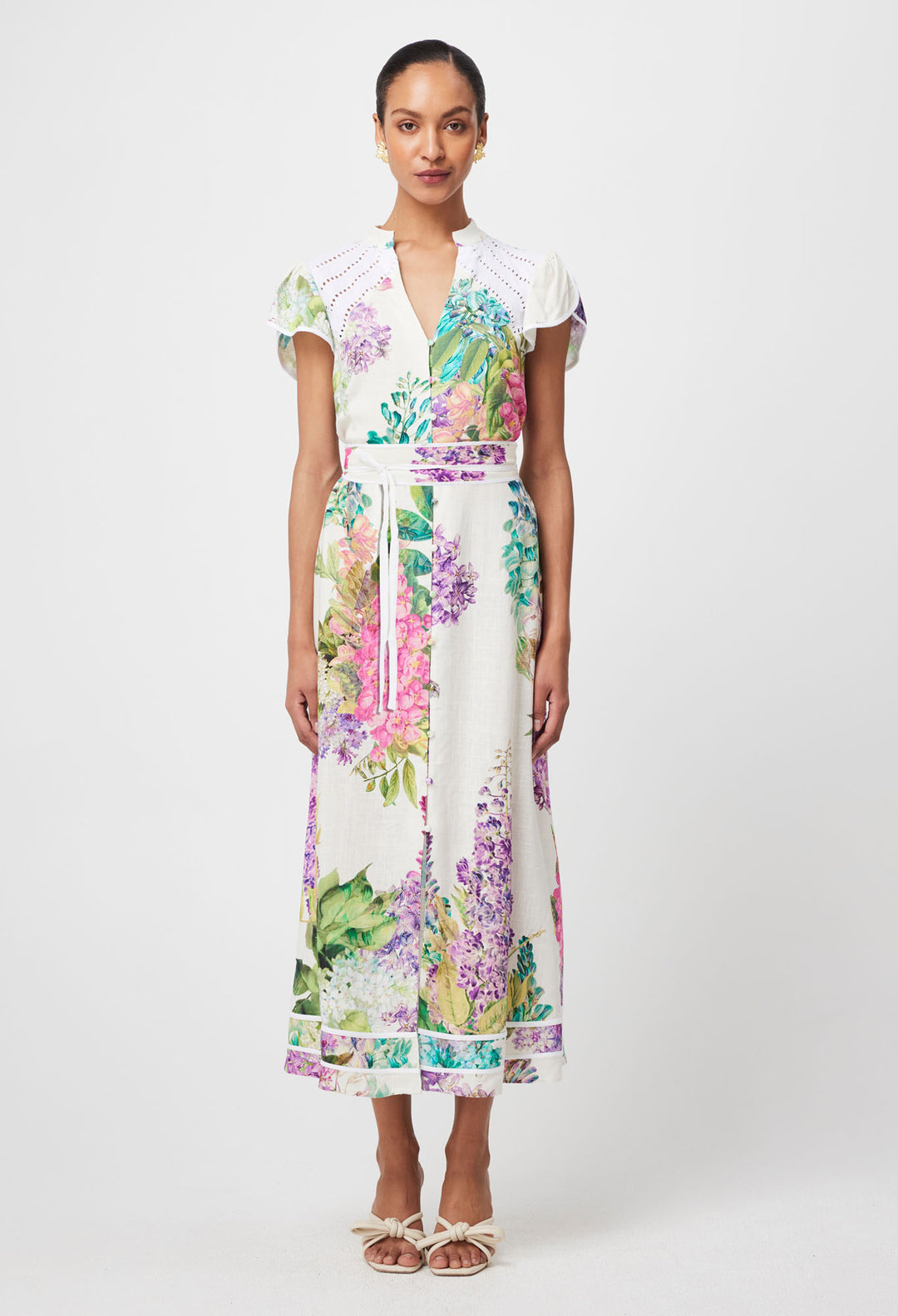 Cristina Linen Viscose Dress in Wisteria Alba