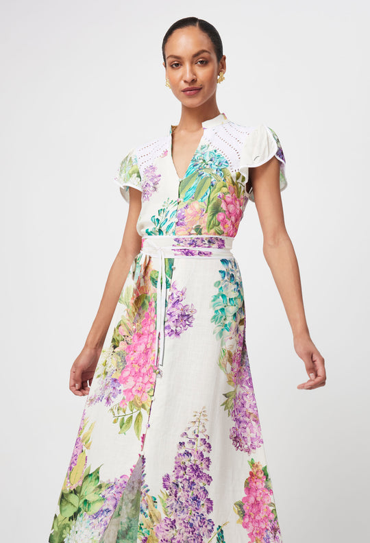 Cristina Linen Viscose Dress in Wisteria Alba