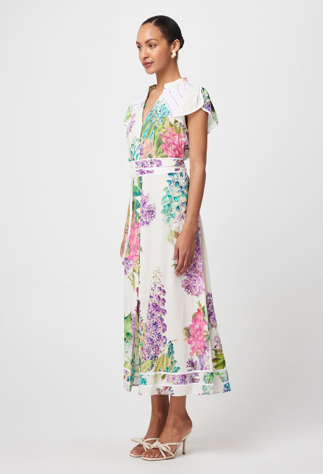 Cristina Linen Viscose Dress in Wisteria Alba