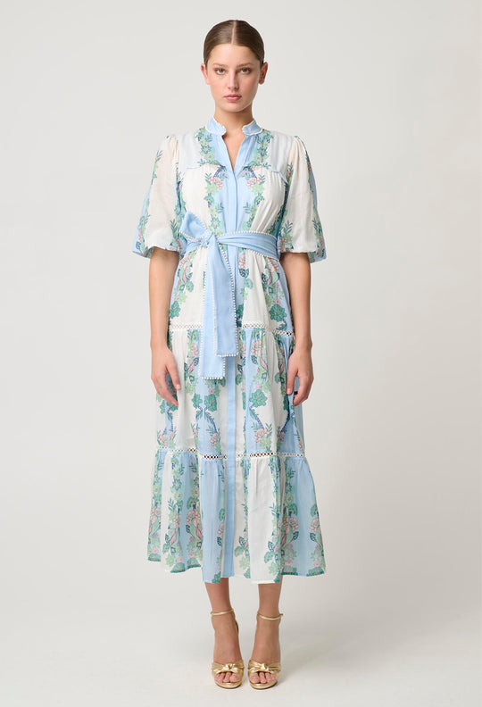 Kaylani Cotton Silk Maxi Dress in Paradi Flè Print