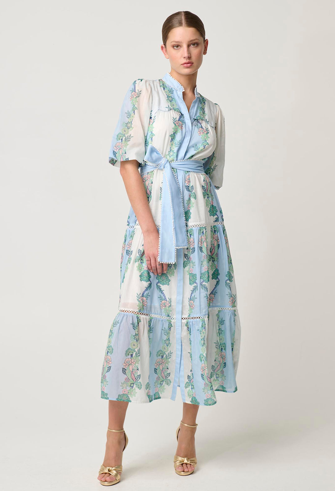 Kaylani Cotton Silk Maxi Dress in Paradi Flè Print